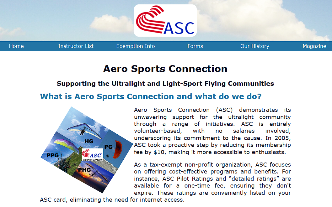 aerosports.org screenshot